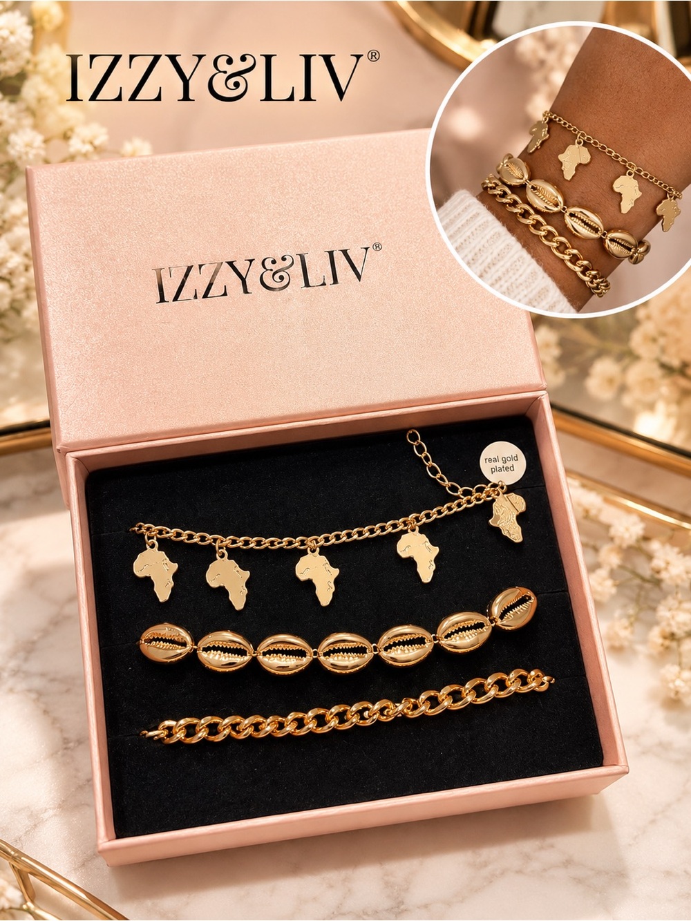 Izzy & Liv Gold Plated 3-Piece Bracelet Set